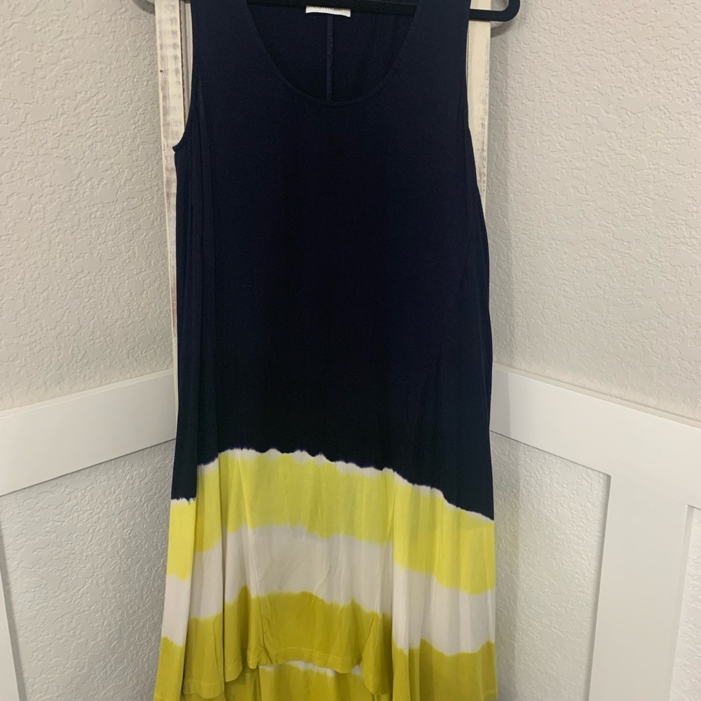 Calvin Klein Women’s M/L Sundress Navy,Yellow/Lime